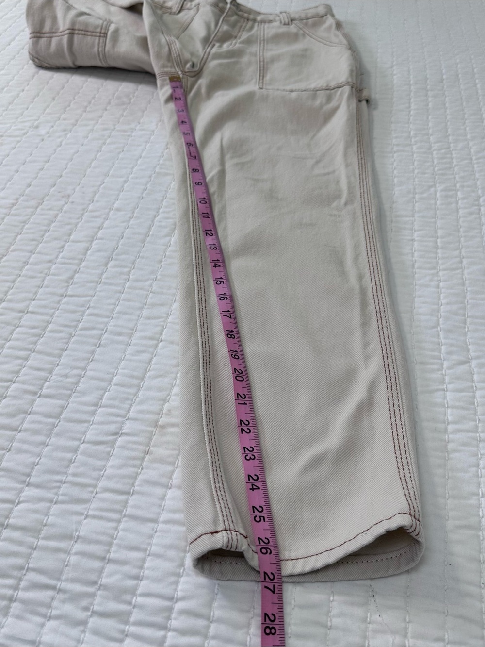 High-Rise Carpenter Jeans in Light Beige/Tan Preppy in Size 5/27 Wide Leg - Picture 5 of 14